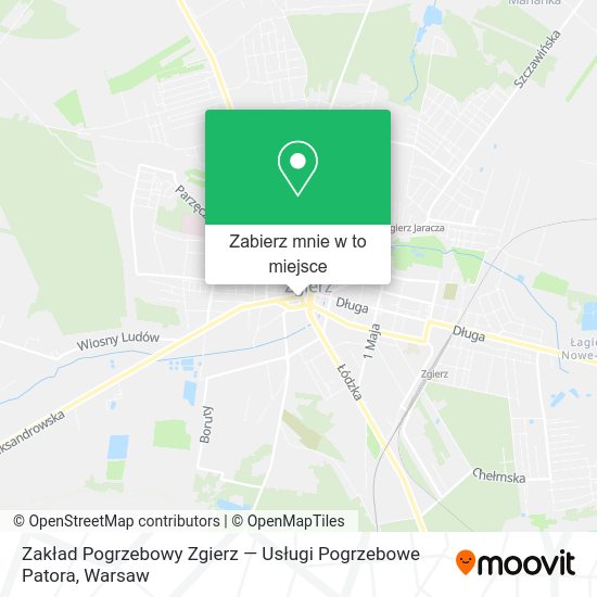 Mapa Zakład Pogrzebowy Zgierz — Usługi Pogrzebowe Patora