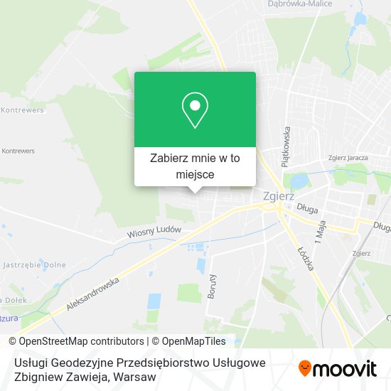 Mapa Usługi Geodezyjne Przedsiębiorstwo Usługowe Zbigniew Zawieja