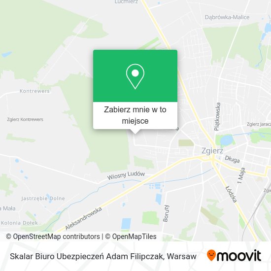 Mapa Skalar Biuro Ubezpieczeń Adam Filipczak