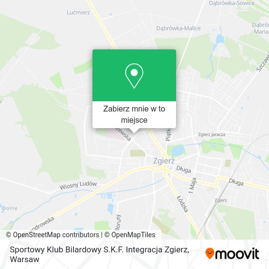 Mapa Sportowy Klub Bilardowy S.K.F. Integracja Zgierz