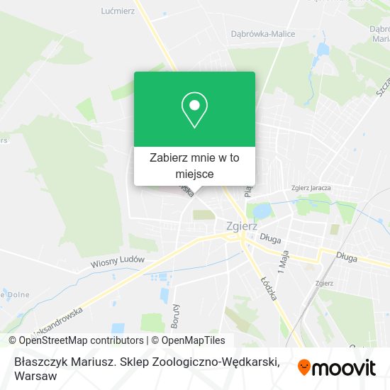 Mapa Błaszczyk Mariusz. Sklep Zoologiczno-Wędkarski