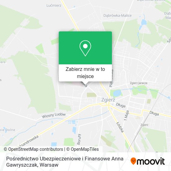 Mapa Pośrednictwo Ubezpieczeniowe i Finansowe Anna Gawryszczak