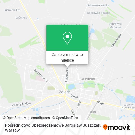 Mapa Pośrednictwo Ubezpieczeniowe Jarosław Juszczak