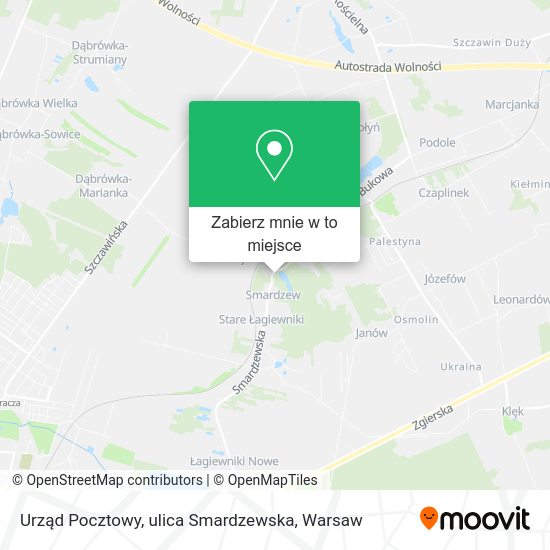 Mapa Urząd Pocztowy, ulica Smardzewska