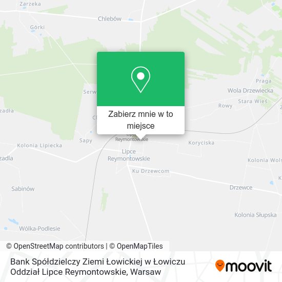 Mapa Bank Spółdzielczy Ziemi Łowickiej w Łowiczu Oddział Lipce Reymontowskie