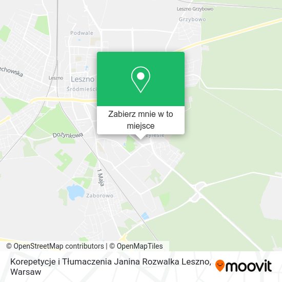 Mapa Korepetycje i Tłumaczenia Janina Rozwalka Leszno