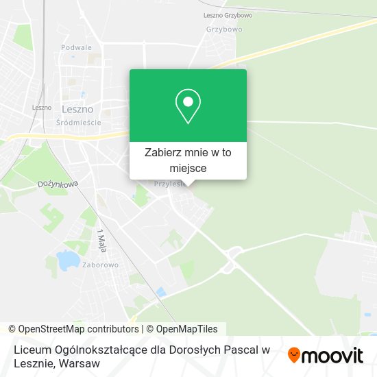 Mapa Liceum Ogólnokształcące dla Dorosłych Pascal w Lesznie