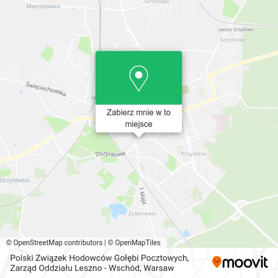 Mapa Polski Związek Hodowców Gołębi Pocztowych, Zarząd Oddziału Leszno - Wschód