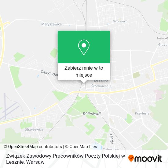 Mapa Związek Zawodowy Pracowników Poczty Polskiej w Lesznie