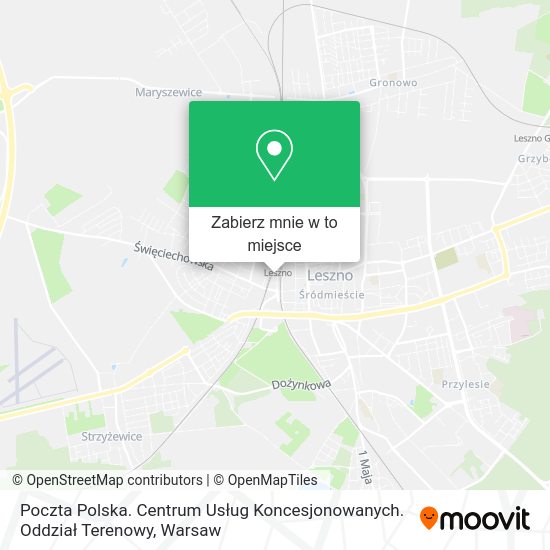 Mapa Poczta Polska. Centrum Usług Koncesjonowanych. Oddział Terenowy