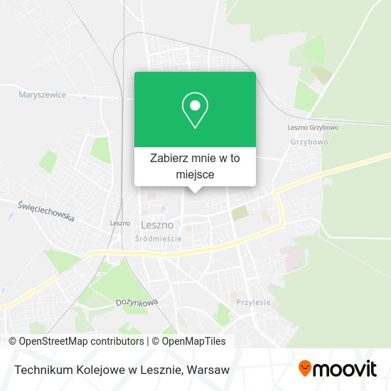 Mapa Technikum Kolejowe w Lesznie