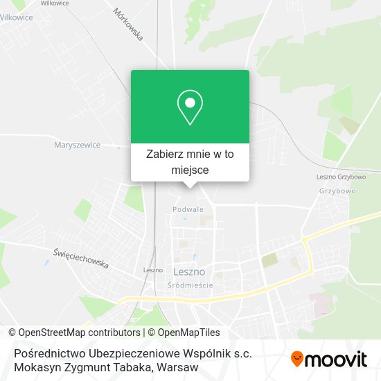 Mapa Pośrednictwo Ubezpieczeniowe Wspólnik s.c. Mokasyn Zygmunt Tabaka