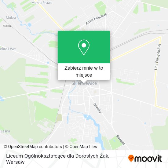 Mapa Liceum Ogólnokształcące dla Dorosłych Żak