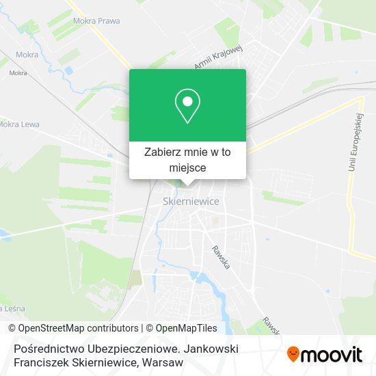 Mapa Pośrednictwo Ubezpieczeniowe. Jankowski Franciszek Skierniewice