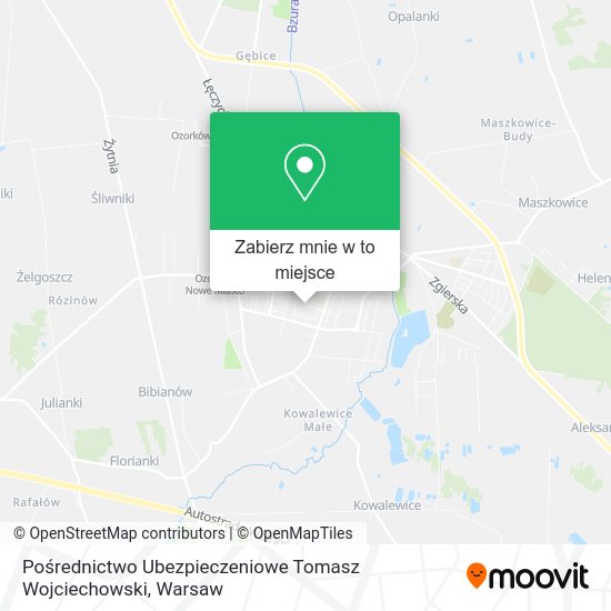 Mapa Pośrednictwo Ubezpieczeniowe Tomasz Wojciechowski