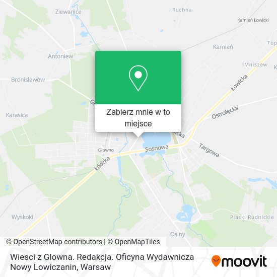 Mapa Wiesci z Glowna. Redakcja. Oficyna Wydawnicza Nowy Lowiczanin