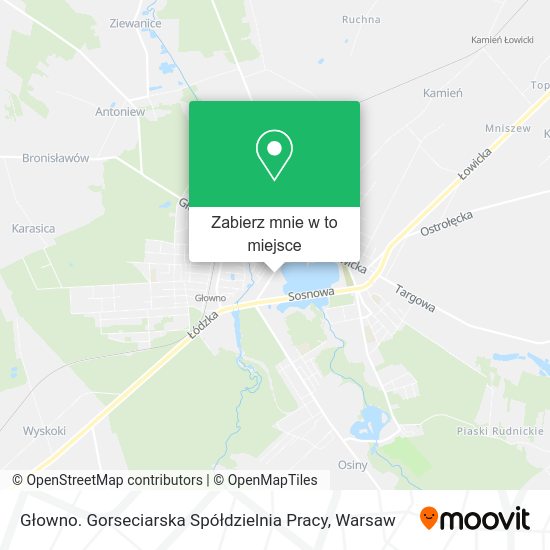 Mapa Głowno. Gorseciarska Spółdzielnia Pracy