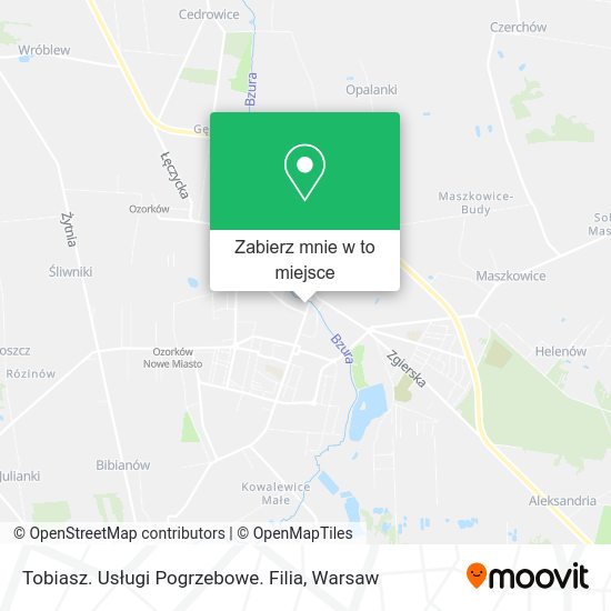 Mapa Tobiasz. Usługi Pogrzebowe. Filia