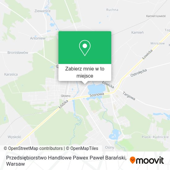 Mapa Przedsiębiorstwo Handlowe Pawex Paweł Barański