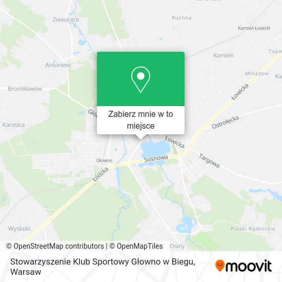 Mapa Stowarzyszenie Klub Sportowy Głowno w Biegu