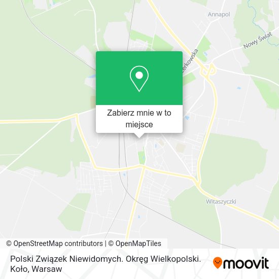 Mapa Polski Związek Niewidomych. Okręg Wielkopolski. Koło