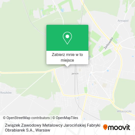 Mapa Związek Zawodowy Metalowcy Jarocińskiej Fabryki Obrabiarek S.A.