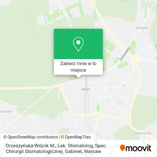 Mapa Orzeszyńska-Wójcik M., Lek. Stomatolog, Spec. Chirurgii Stomatologicznej. Gabinet