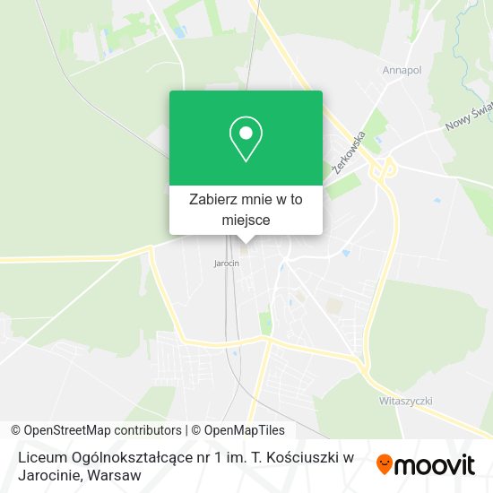 Mapa Liceum Ogólnokształcące nr 1 im. T. Kościuszki w Jarocinie