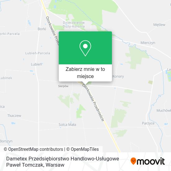 Mapa Dametex Przedsiębiorstwo Handlowo-Usługowe Paweł Tomczak