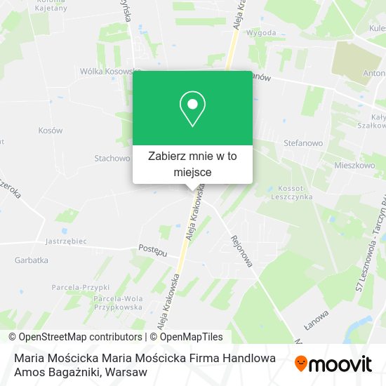 Mapa Maria Mościcka Maria Mościcka Firma Handlowa Amos Bagażniki