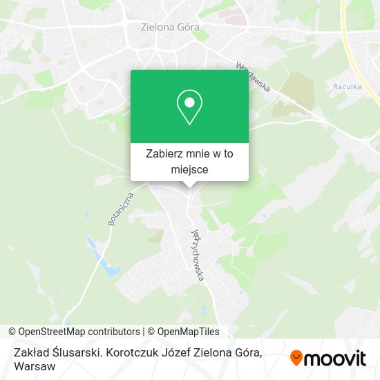 Mapa Zakład Ślusarski. Korotczuk Józef Zielona Góra