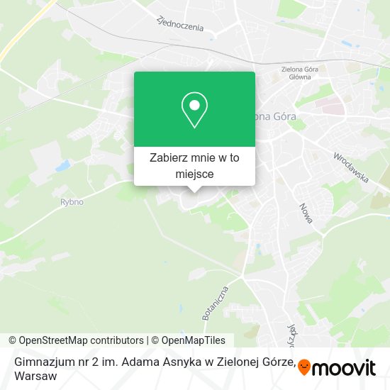 Mapa Gimnazjum nr 2 im. Adama Asnyka w Zielonej Górze