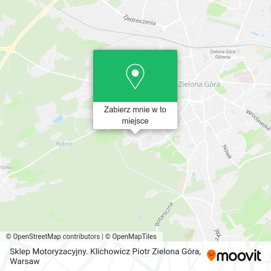 Mapa Sklep Motoryzacyjny. Klichowicz Piotr Zielona Góra