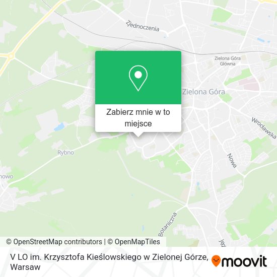 Mapa V LO im. Krzysztofa Kieślowskiego w Zielonej Górze