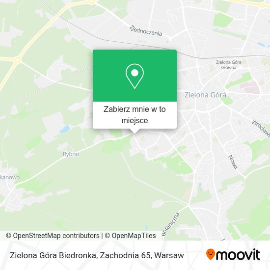 Mapa Zielona Góra Biedronka, Zachodnia 65