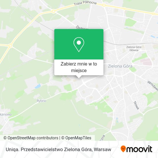 Mapa Uniqa. Przedstawicielstwo Zielona Góra