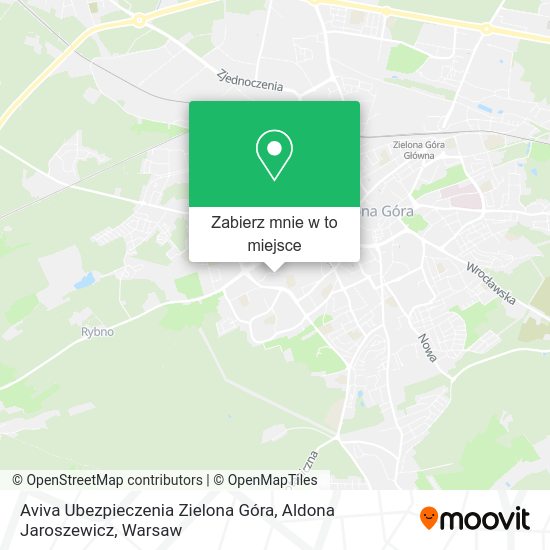 Mapa Aviva Ubezpieczenia Zielona Góra, Aldona Jaroszewicz