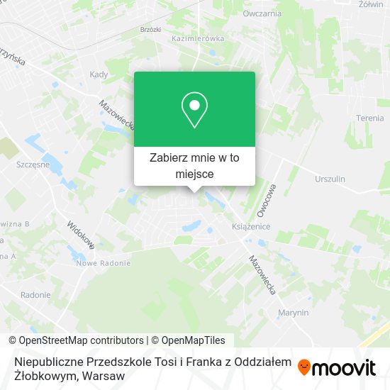 Mapa Niepubliczne Przedszkole Tosi i Franka z Oddziałem Żłobkowym