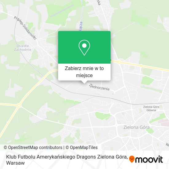 Mapa Klub Futbolu Amerykańskiego Dragons Zielona Góra