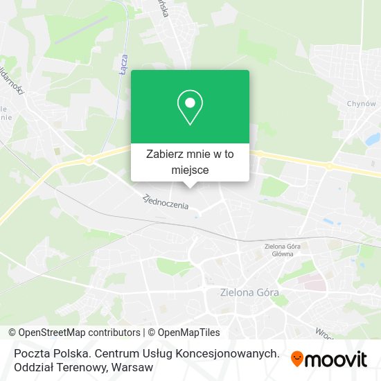 Mapa Poczta Polska. Centrum Usług Koncesjonowanych. Oddział Terenowy