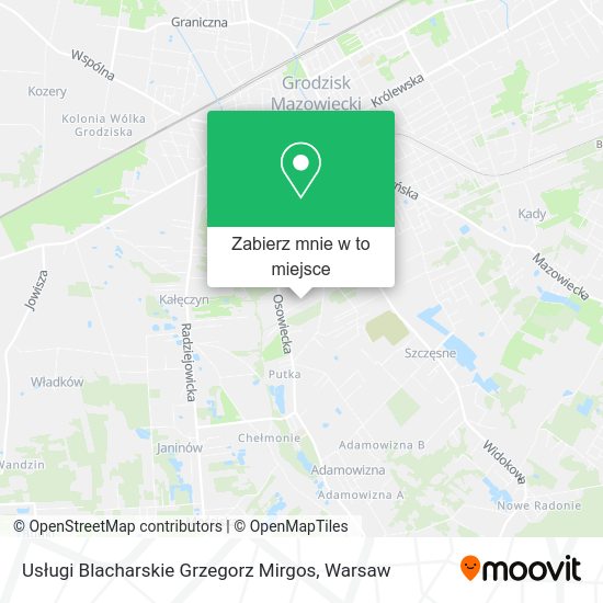 Mapa Usługi Blacharskie Grzegorz Mirgos