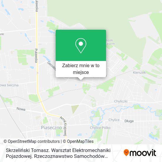 Mapa Skrzeliński Tomasz. Warsztat Elektromechaniki Pojazdowej. Rzeczoznawstwo Samochodów Zabytkowych