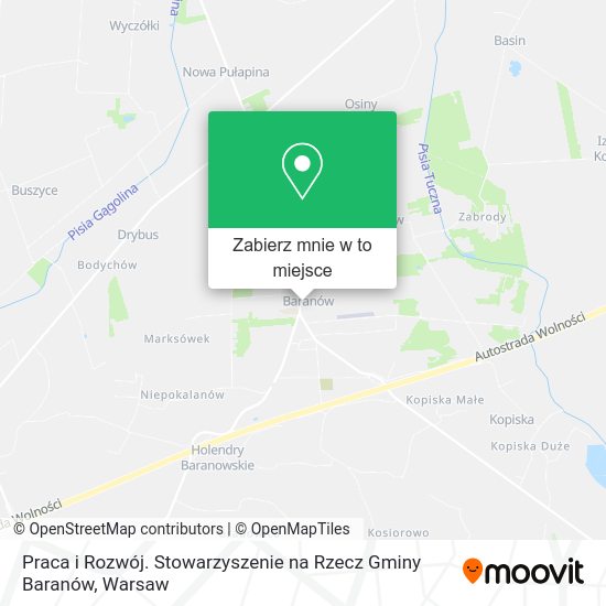 Mapa Praca i Rozwój. Stowarzyszenie na Rzecz Gminy Baranów