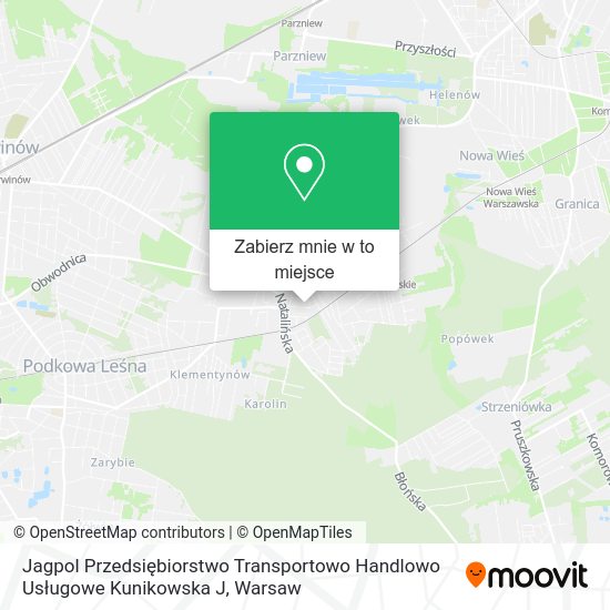 Mapa Jagpol Przedsiębiorstwo Transportowo Handlowo Usługowe Kunikowska J