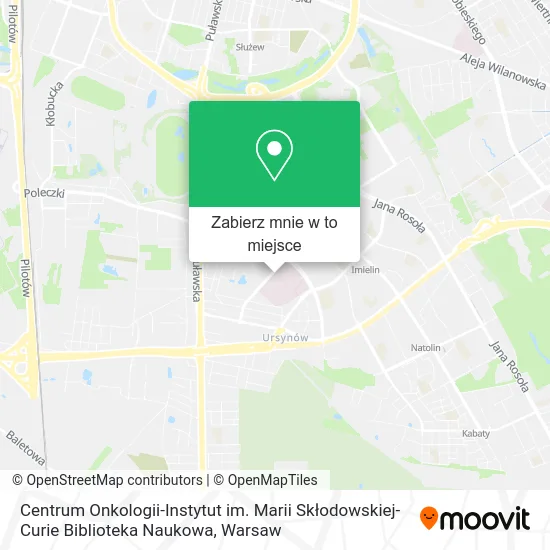 Mapa Centrum Onkologii-Instytut im. Marii Skłodowskiej-Curie Biblioteka Naukowa