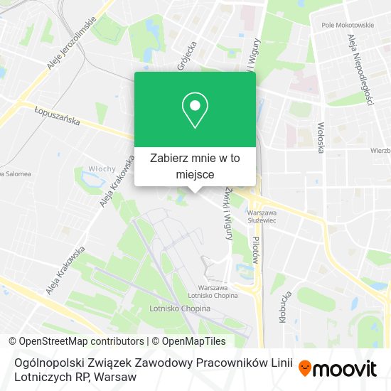 Mapa Ogólnopolski Związek Zawodowy Pracowników Linii Lotniczych RP