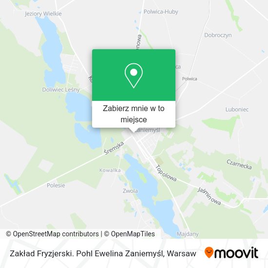 Mapa Zakład Fryzjerski. Pohl Ewelina Zaniemyśl