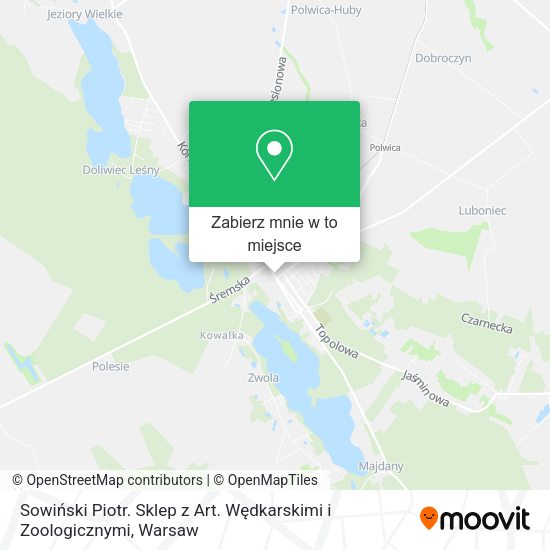 Mapa Sowiński Piotr. Sklep z Art. Wędkarskimi i Zoologicznymi