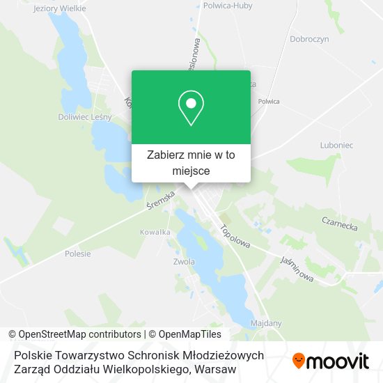 Mapa Polskie Towarzystwo Schronisk Młodzieżowych Zarząd Oddziału Wielkopolskiego