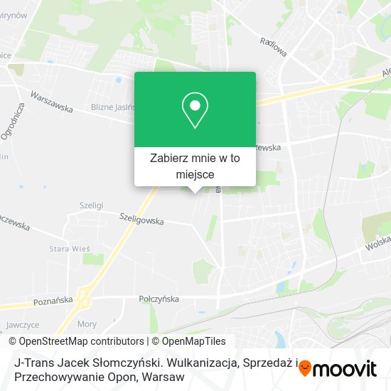 Mapa J-Trans Jacek Słomczyński. Wulkanizacja, Sprzedaż i Przechowywanie Opon